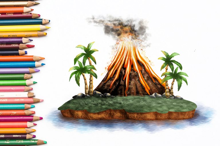 How to Draw a Volcano – A Realistic Volcano Drawing Tutorial