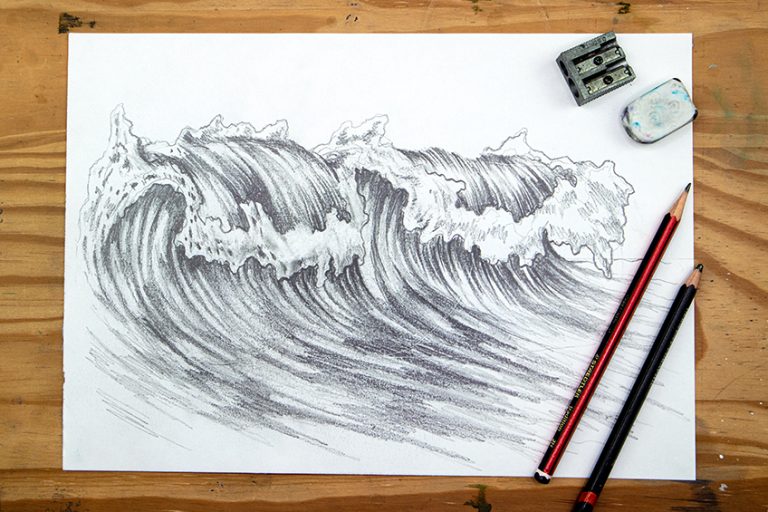 How to Draw Waves – A Realistic Ocean Wave Sketch in Pencil